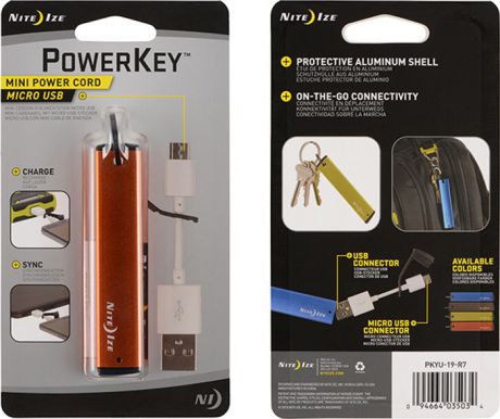 Брелок туристический NiteIze PowerKey Micro USB, PKYU-19-R7, оранжевый