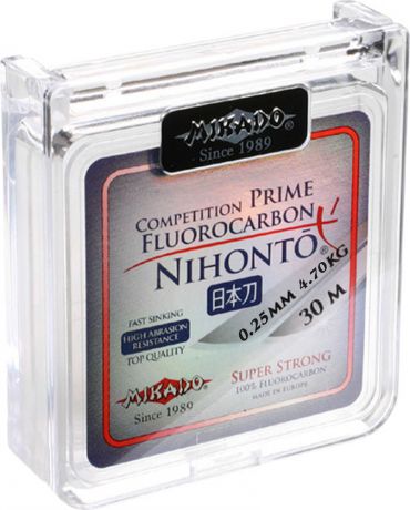 Леска-мононить Mikado Nihonto Fluorocarbon Prime, 0,25/ 4,70 кг, zflp3_025-000-30, прозрачный, 30 м