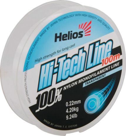 Леска Helios Hi-Tech Line Nylon Transparent, 0,22 мм/100, hs_ng_22_100-000-00, прозрачный