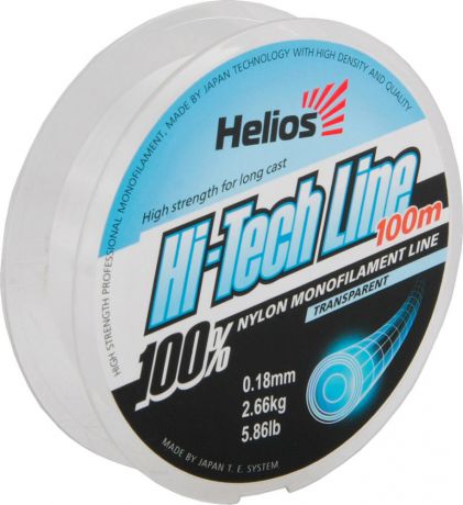 Леска Helios Hi-Tech Line Nylon Transparent, 0,18 мм/100, hs_ng_18_100-000-00, прозрачный