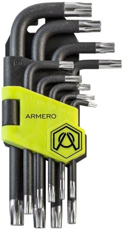 Набор ключей Armero Torx, CrV, короткие, 9 шт