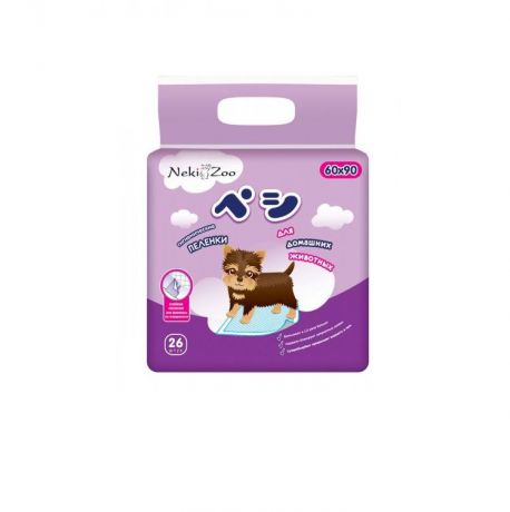 Пеленки для домашних животных Maneki NekiZoo, впитывающие одноразовые, р-р 60*90 см, 26 шт.