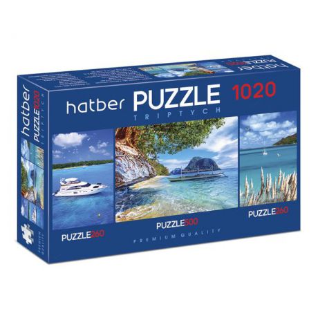 Пазлы Hatber "Яхты" 260+500+260 элементов 3 картинки в коробке