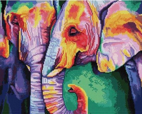 Алмазная мозаика Painting Diamond "Разноцветные слоны", 40х50см