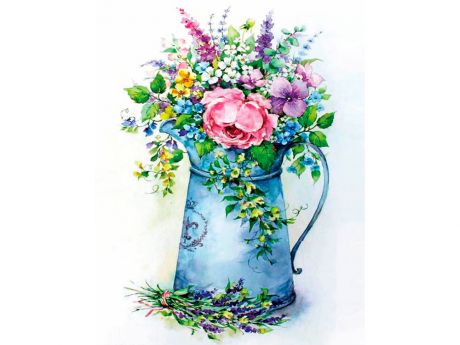 Алмазная мозаика ТМ Цветной "Романтичный букет в лейке", 40x50 см