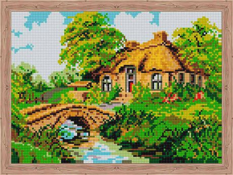 Алмазная мозаика ТМ Цветной "Дом с каменным мостиком", 30x40 см