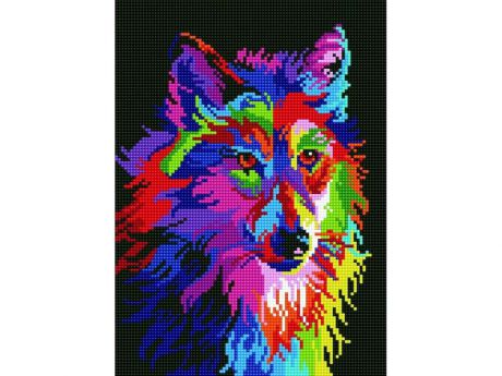 Алмазная мозаика ТМ Цветной "Радужный волк", 40x50 см