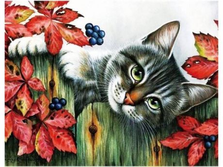 Алмазная мозаика ТМ Цветной "Котенок в саду", 40x50 см