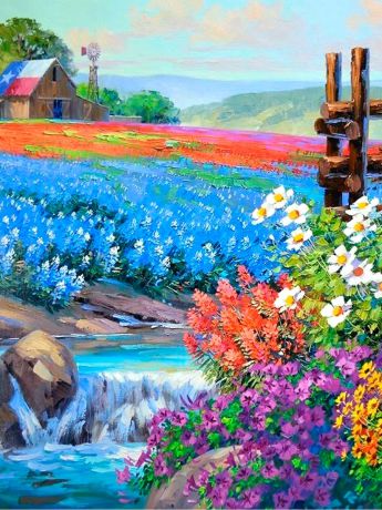Алмазная мозаика "Цветочное поле ", 40x50