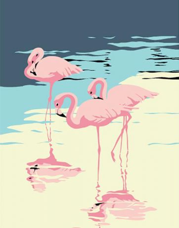 Картина по номерам Артвентура "Три фламинго" 16,5х13см