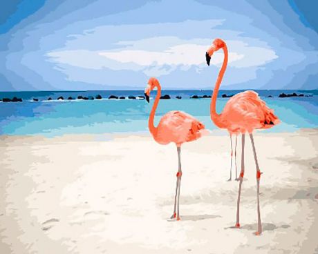 Картина по номерам Paintboy Original "Фламинго на пляже" 40х50см