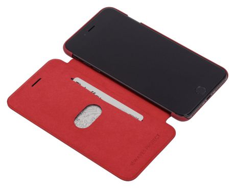 Чехол для сотового телефона Waves Protect Чехол кожаный для iPhone 7 Plus, 8 Plus red, красный