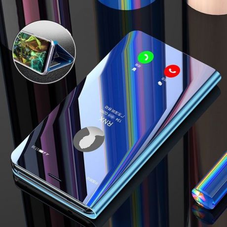 Чехол для сотового телефона Роскошный флип-кожаный футляр Смарт-зеркало Плюс для Apple iPhone 8 Plus Цвет: серебристый