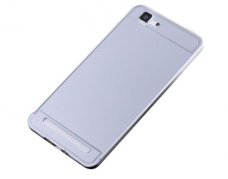 Чехол-бампер MyPads для Xiaomi Mi4i c алюминиевым металлическим бампером и поликарбонатной накладкой серебристый