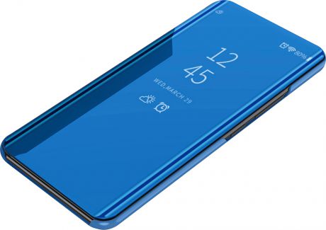 Чехол-книжка MyPads для Xiaomi Redmi Note 7/ Note 7 Pro умный активный с функцией включения и блокировки экрана полупрозрачный с зеркальной поверхностью синий