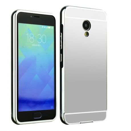 Чехол-бампер MyPads для Samsung Galaxy J5 SM-J500F c алюминиевым металлическим бампером и поликарбонатной накладкой серебристый