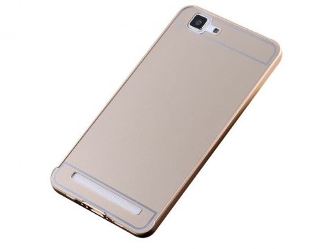 Чехол-бампер MyPads для Samsung Galaxy S6 c алюминиевым металлическим бампером и поликарбонатной накладкой золотой
