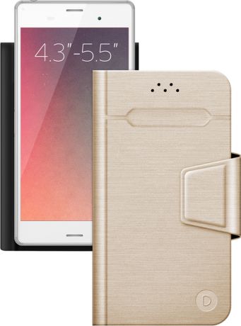 Deppa Wallet Fold универсальный чехол для смартфонов 4.3''- 5.5'', Gold
