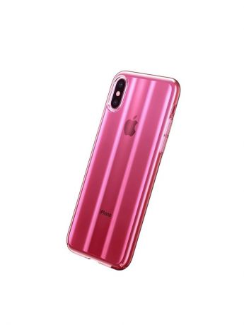 Чехол-накладка Apple iPhone X Baseus Aurora Transparent Pink