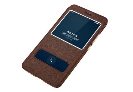Чехол-книжка MyPads для Huawei P30 Lite / Huawei Nova 4E с окошком для входящих вызовов и свайпом коричневый