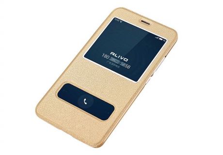 Чехол-книжка MyPads для ASUS ZenFone 5/ 5Z (ZE620KL/ZS620KL) с окошком для входящих вызовов и свайпом золотой