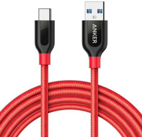 Кабель Anker Powerline+ USB-C to USB A 3.0 6ft Red