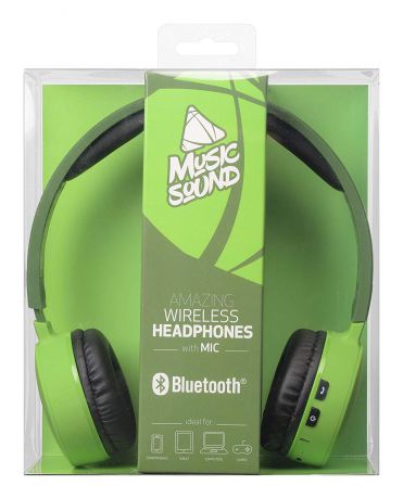 Накладные наушники Bluetooth Music Sound/Cellularline. Dark Green/Green (BTMUSICSOUND20184)