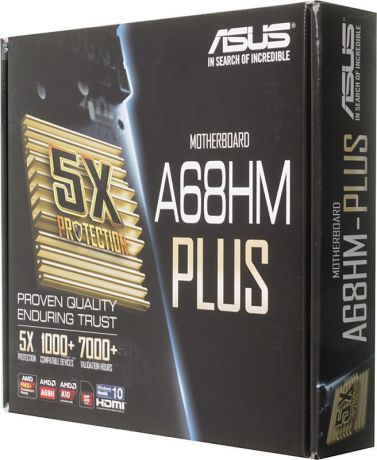 Материнская плата Asus A68HM-PLUS Soc-FM2+ AMD A68H 2xDDR3 mATX AC97 8ch(7.1) GbLAN RAID+VGA+DVI+HD