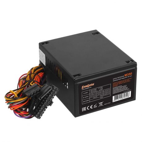 Блок питания 350W Exegate M350, SFX, black, 8cm fan, 24p+4p, 2SATA, 1IDE, FDD