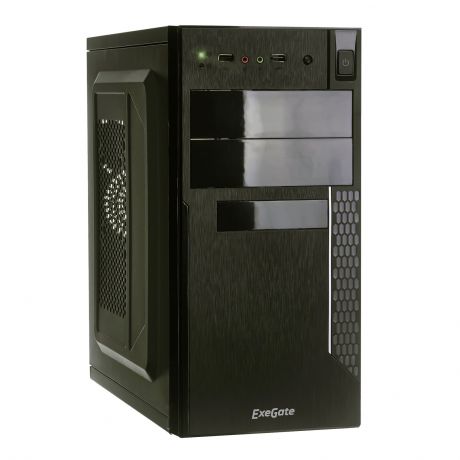 Корпус Minitower Exegate QA-411 Black, mATX, <XP450, Black, 120mm> 2*USB, Audio