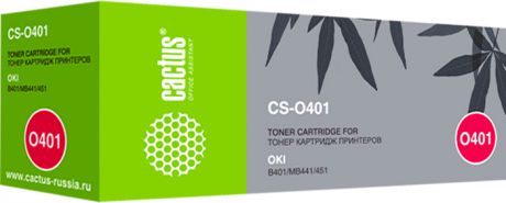 Тонер-картридж Cactus CS-O401 44992403 для Oki B401/MB441/451, черный