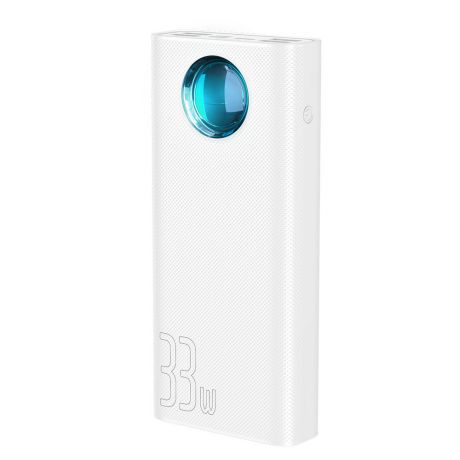 Внешний аккумулятор Baseus Amblight Quick Charge &large power digital display power bank 33W (PD3.0+QC3.0) 30000mAh White