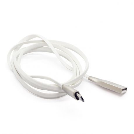 Плоский кабель для зарядки мобильных устройств и передачи данных. Lightning к USB. 5V, 2.1A, 1М, GZ electronics GZ-A002-M-WT