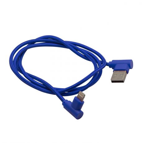 Кабель угловой для зарядки мобильных устройств и передачи данных, материал: плетёный нейлон Lightning к USB A, GZ electronics, GZ-A062-L-BL