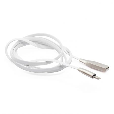 Плоский кабель для зарядки мобильных устройств и передачи данных. Lightning к USB. 5V, 2.1A, GZ electronics GZ-A002-L-WT