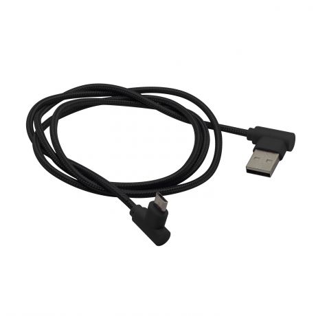 Кабель угловой для зарядки мобильных устройств и передачи данных, материал: плетёный нейлон Micro USB к USB A GZ electronics GZ-A062-M-BK
