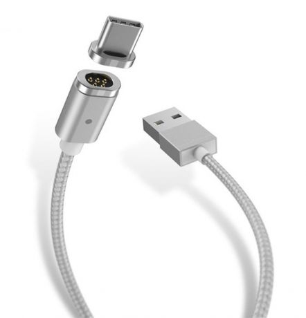 Магнитный кабель USB - USB Type-C 2м WSKEN X-cable mini 2 - Серебристый