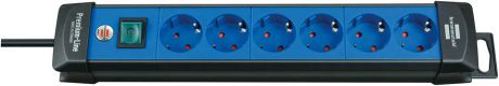 1951360100 Brennenstuhl удлинитель Premium-Line, 3 м., 6 розеток , черный/синий