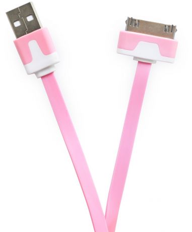 Кабель Gurdini 30- pin плоский 70 см rose для Apple iPhone, iPad, iPod, розовый