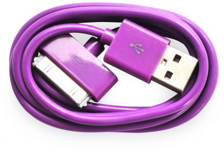 Кабель Gurdini 30- pin 70 см violet для Apple iPhone, iPad, iPod, фиолетовый
