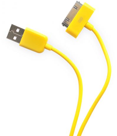 Кабель Gurdini 30- pin 70 см yellow для Apple iPhone, iPad, iPod, желтый