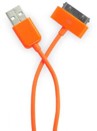 Кабель Gurdini 30- pin 70 см orange для Apple iPhone, iPad, iPod, оранжевый