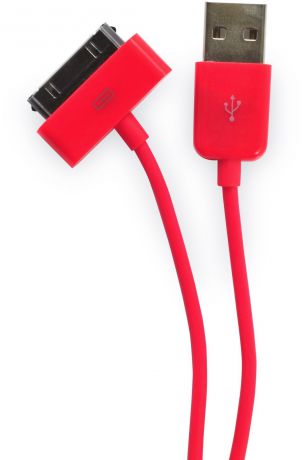 Кабель Gurdini 30- pin 70 см red для Apple iPhone, iPad, iPod, красный