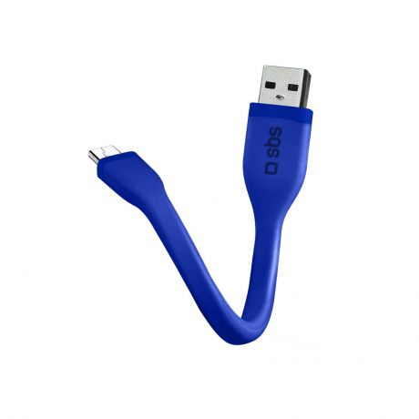 Дата-кабель Micro USB , 12 см, синий, SBS