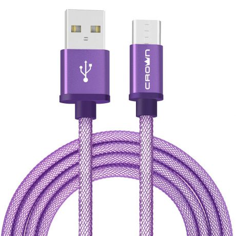 Кабель для зарядки и передачи данных USB-USB Type-C Crown Micro CMCU-3072C, violet