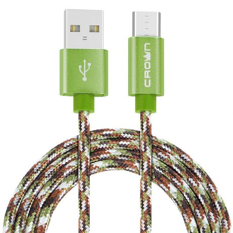 Кабель для зарядки и передачи данных Crown Micro USB - microUSB, CMCU-3092M, хаки