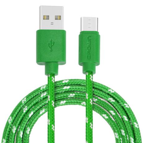 Кабель для зарядки и передачи данных Crown Micro USB - USB Type-C, CMCU-3042C, green