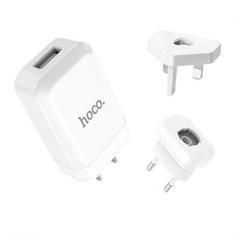 Зарядное устройство Hoco C45 Cool Rotary Single USB 2.4 A, US / EU / UK, белое