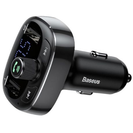 Автомобильное ЗУ с FM-трансмиттером 2xUSB Baseus T typed Bluetooth MP3 - Черное