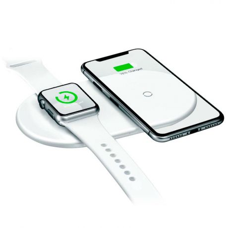 Беспроводная зарядка Baseus Smart 2in1 для устройств Apple - Белая